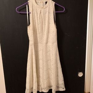 white high neck dress